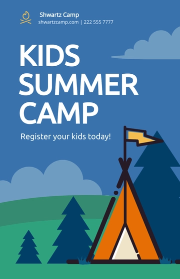 Free Kids Summer Camping Poster Template to Edit Online