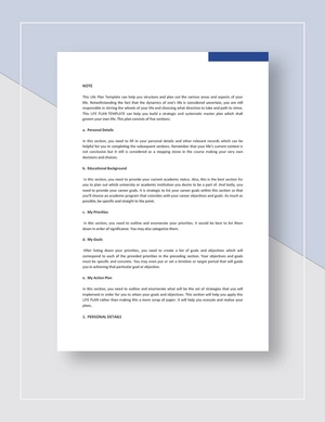 Life Plan Template