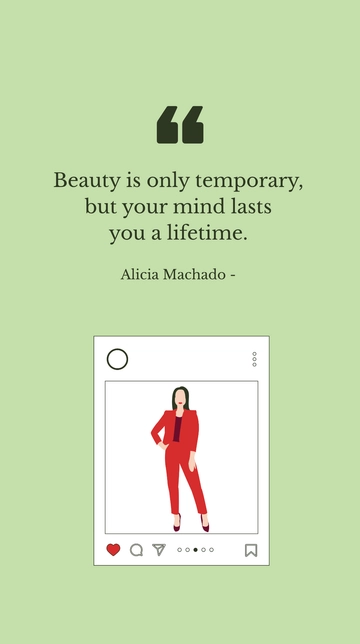 Free Alicia Machado: Beauty is Temporary, Mind Lasts a Lifetime Quote Template to Edit Online