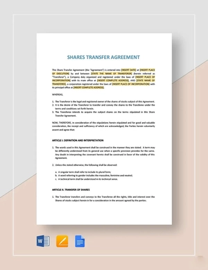 Shares Transfer Agreement Short Template