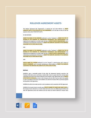 Rollover Agreement Assets Template