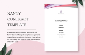 Nanny Contract Template Nanny Contract Template
