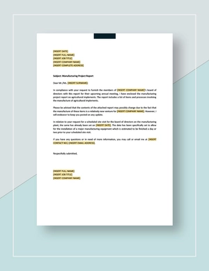 Manufacturing Project Report Template Manufacturing Project Report Template