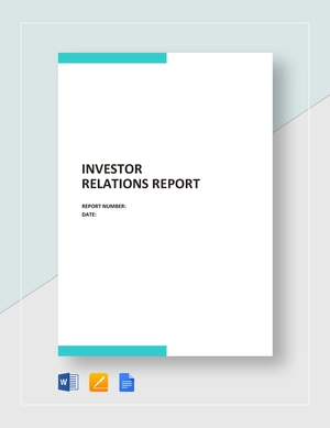 Investor Relations Report Template Investor Relations Report Template