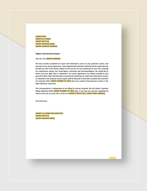 Technical Service Report Template Technical Service Report Template