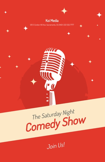 Free Saturday Comedy Show Poster Template to Edit Online