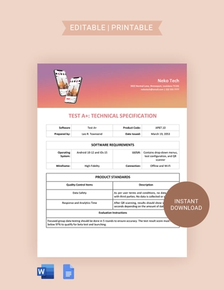 Confluence Technical Specification Template