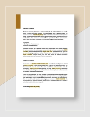 Tourism Marketing Plan Template