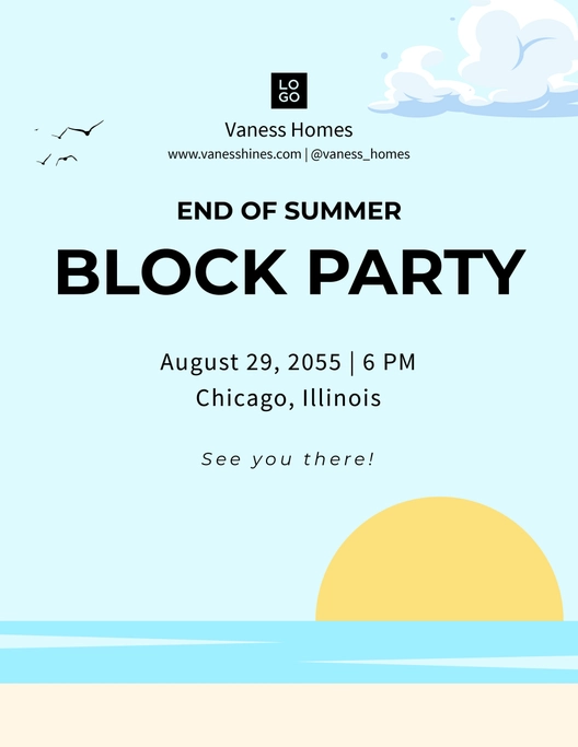 End Of Summer Block Party Flyer