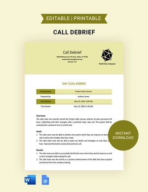 Call Debrief Template