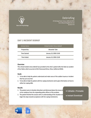 Debriefing Template