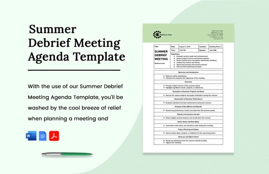 Summer Debrief Meeting Agenda