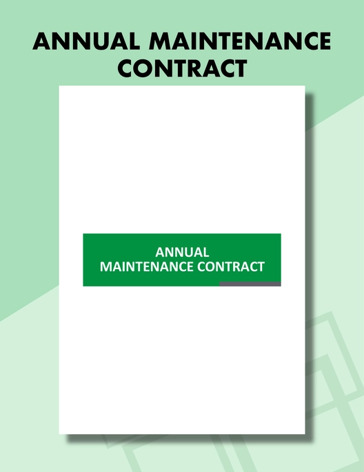 Annual Maintenance Contract Template Annual Maintenance Contract Template