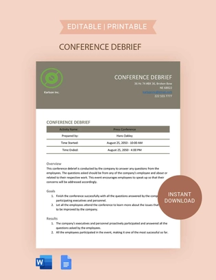 Conference Debrief Template