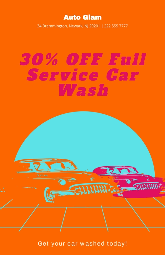 Retro Car Wash Poster Template