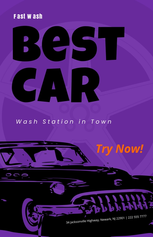 Vintage Car Wash Poster Template