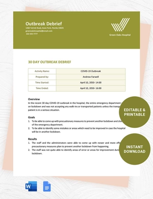 Outbreak Debrief Template