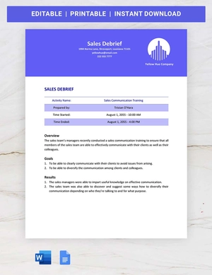 Sales Debrief Template