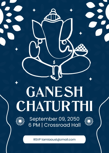 Blue Ganesha Invitation Template