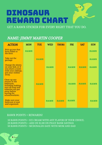 Free Dinosaur Reward Chart Template to Edit Online