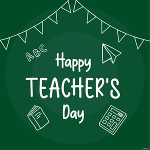 Happy Teacher Day Outline Clipart
