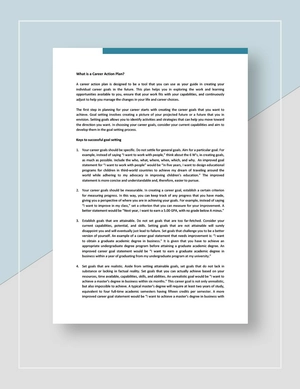 Career Action Plan Template