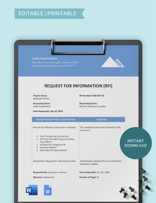 Procurement Request For Information Template