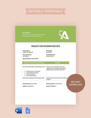 Request For Information Services Template