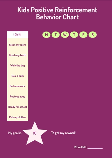 Kids Positive Reinforcement Behavior Chart