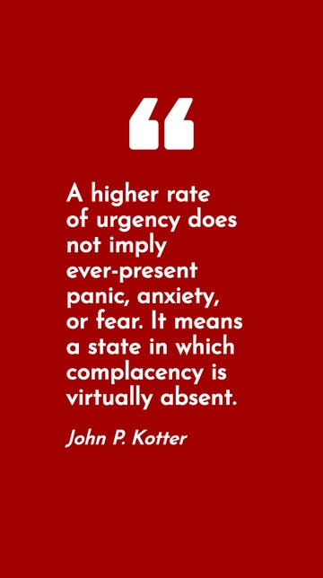 John P. Kotter: Urgency vs. Complacency in Leadership Quote