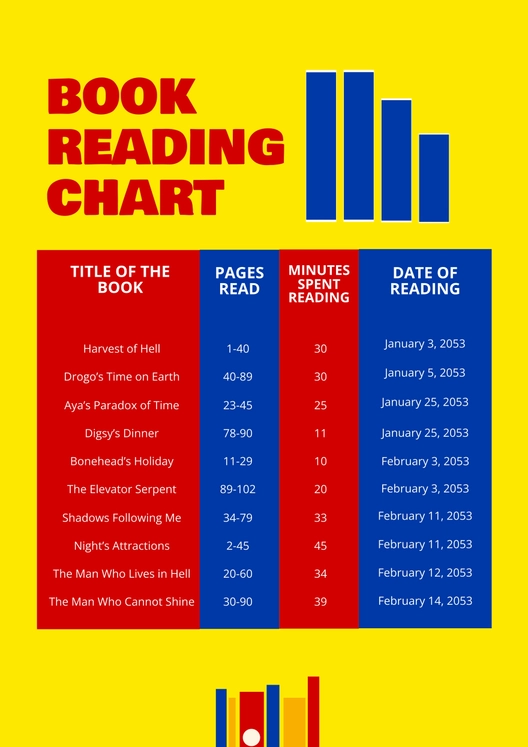Book Reading Chart Book Reading Chart