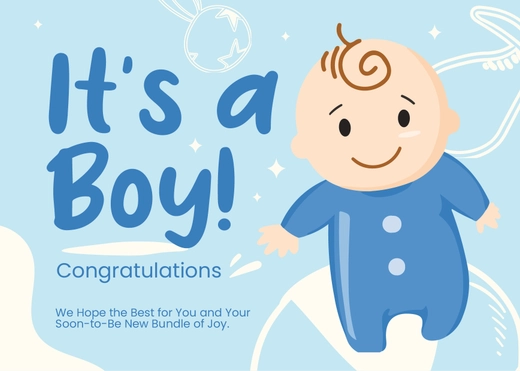 Gender Reveal Congratulations Card Template