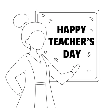 Free Teachers Day Cartoon Drawing Template to Edit Online