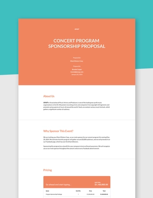 Program Sponsorship Proposal Template