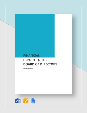 Financial Report To Board of Directors Template