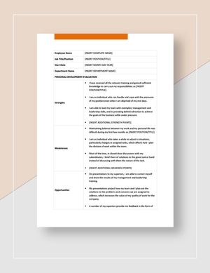 Personal Development Plan Template