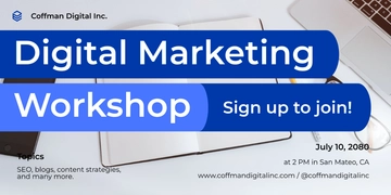 Free Digital Marketing Workshop Banner Template to Edit Online
