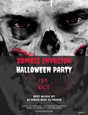 Zombie Invasion Halloween Flyer Template