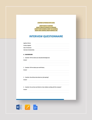Interview Questionnaire Template Interview Questionnaire Template