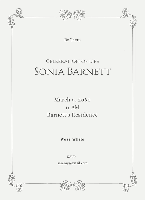 Elegant  Celebration Of Life Invitation Template