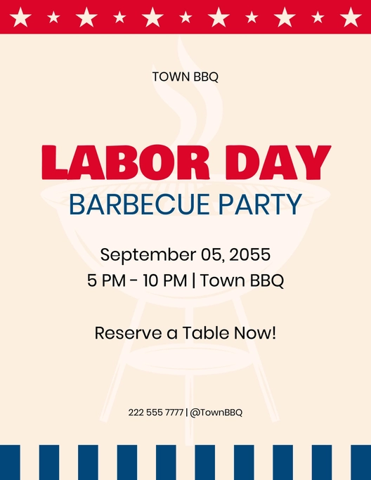 Labor Day Barbecue Party Flyer Template