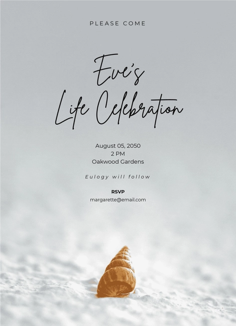 Conch On Beach Celebration Of Life Invitation Template