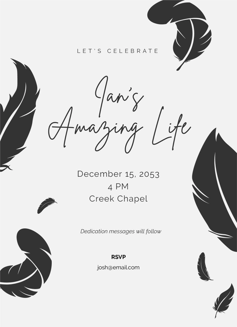 Simple Celebration Of Life Invitation Template