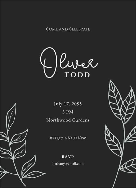 Modern Celebration Of Life Invitation Template