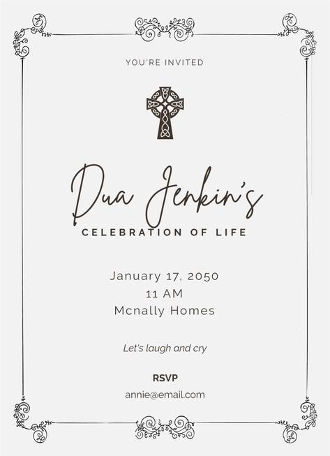 Religious Celebration Of Life Invitation Template