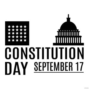 Black And White Constitution and Citizenship Day Clipart