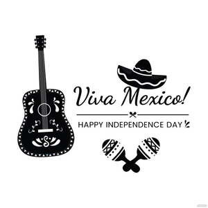 Black And White Mexican Independence Day Clipart