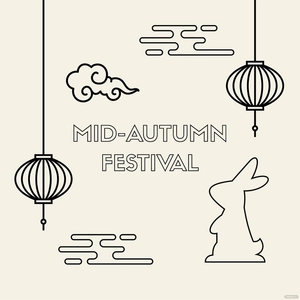 Mid-Autumn Festival Outline Clipart