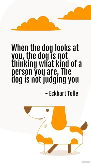Eckhart Tolle - When the dog looks at you, the dog is not thinking what kind of a person you are. The dog is not judging you