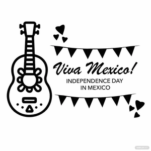 Mexican Independence Day Outline Clipart